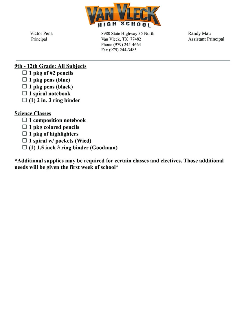 VVHS Page One